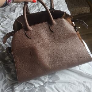 Classic Brown Leather Satchel Handbag